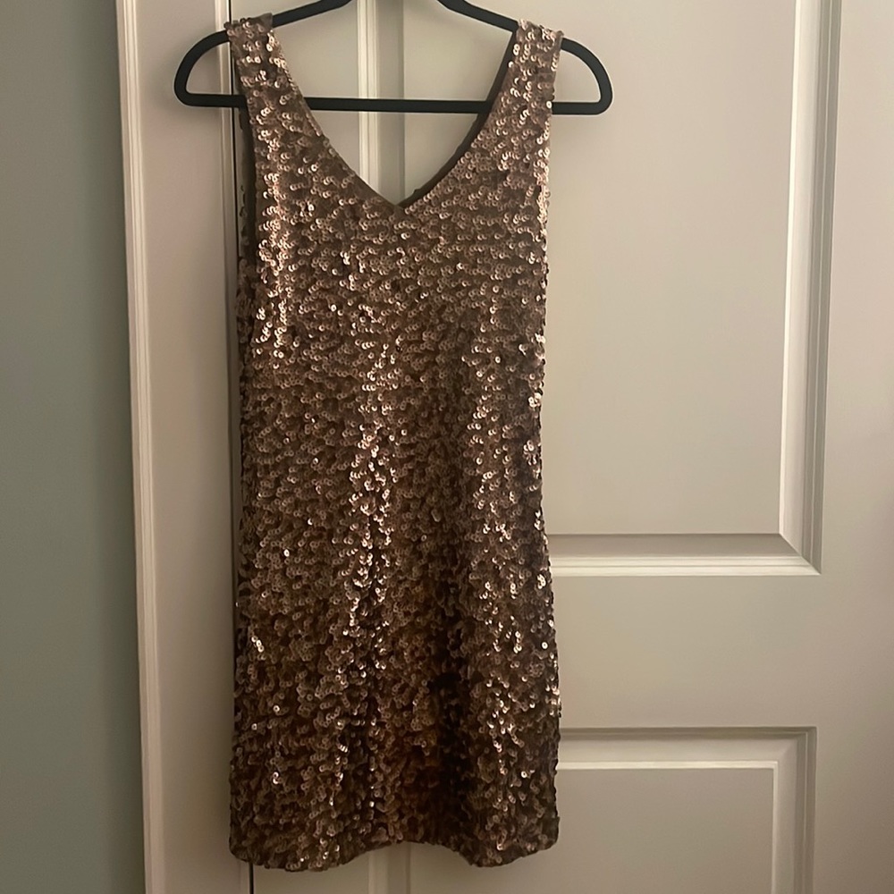 Gold Sequin Bodycon Tank Cocktail Dress